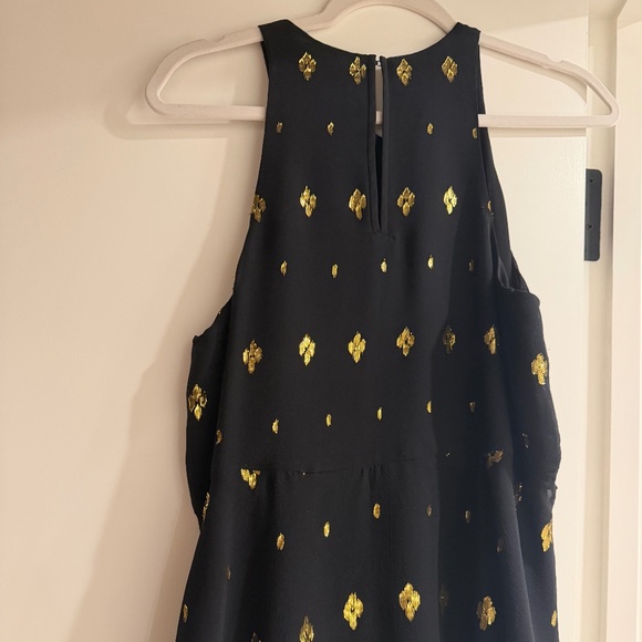 A.L.C. High Neck Black and Gold Sleeveless Silk Top - Picture 3 of 6